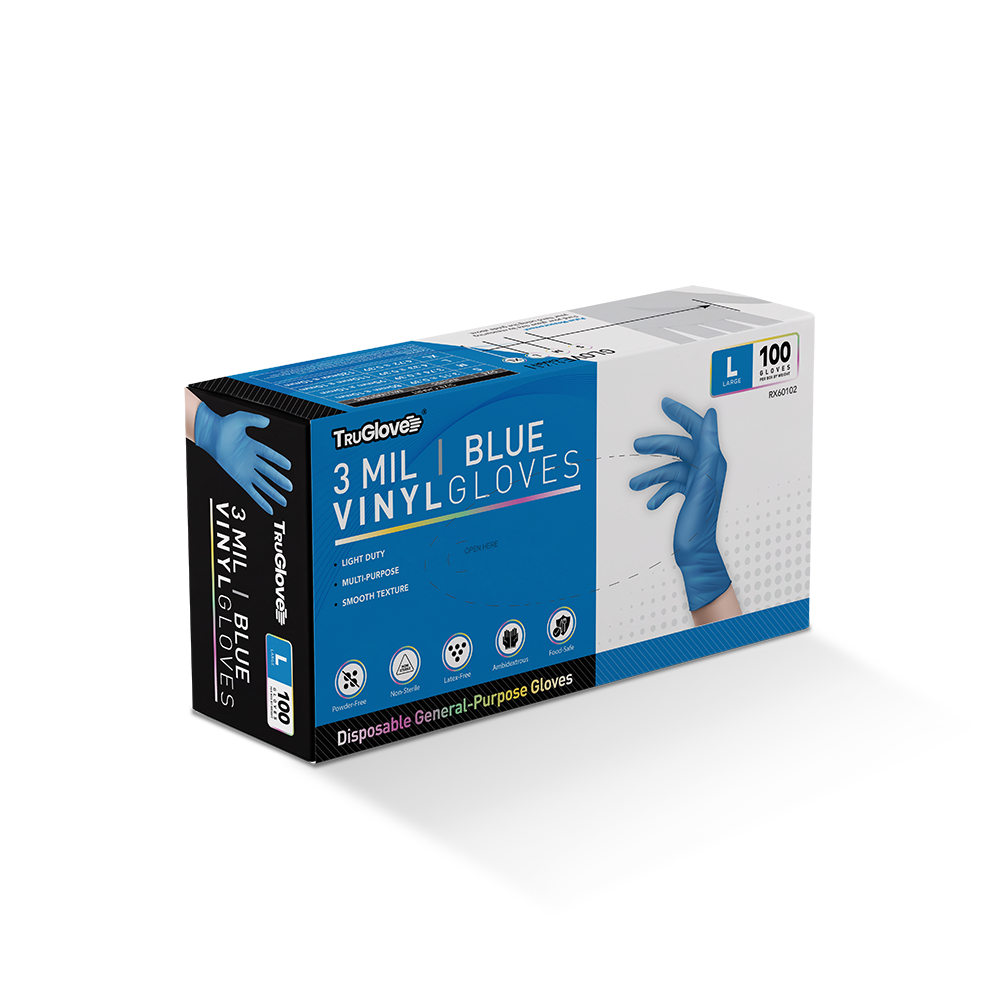 3mil Vinyl Blue Disposable Gloves