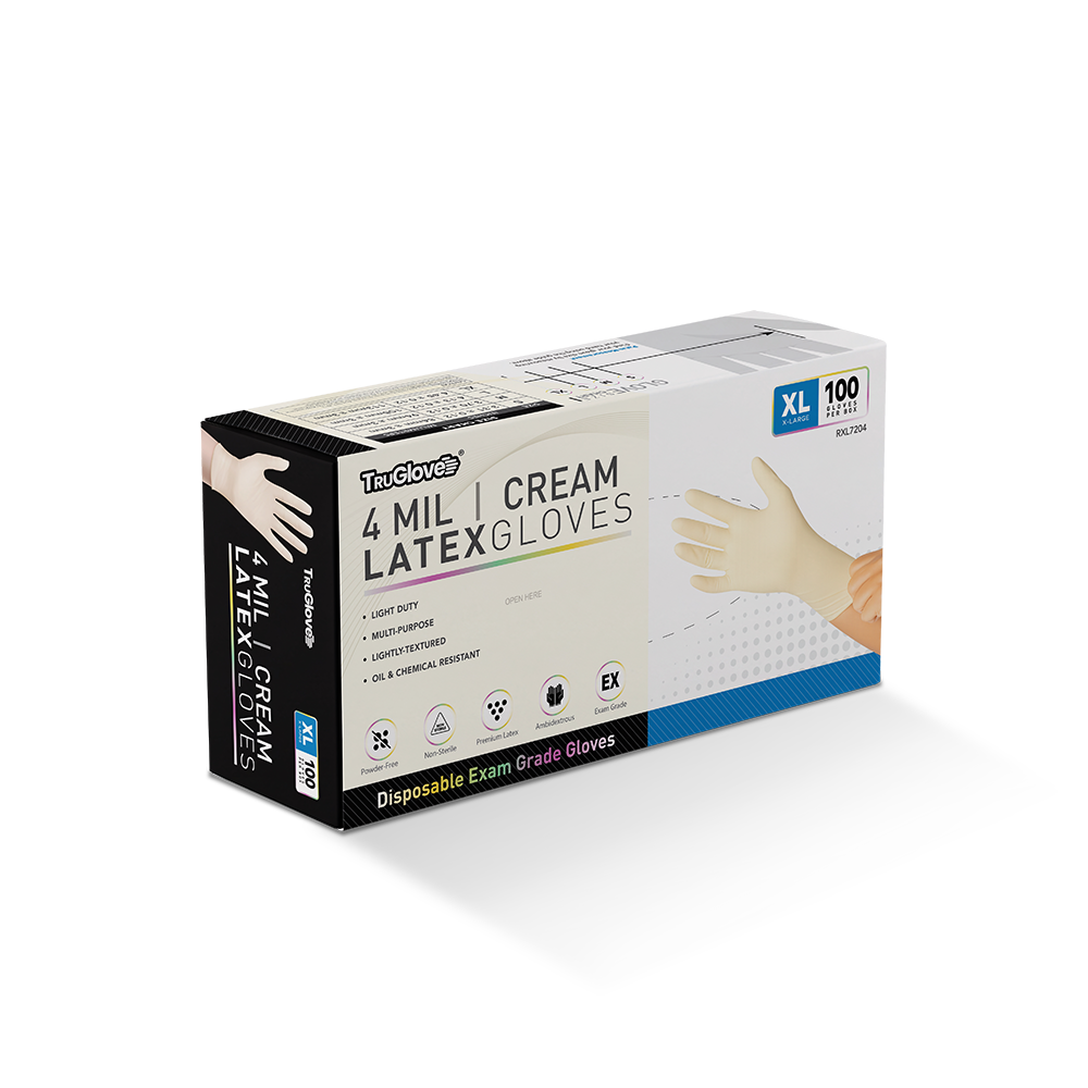 4mil Latex Cream Disposable Gloves