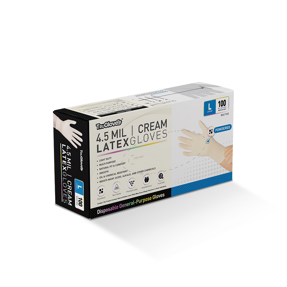 4.5mil Latex Powdered Cream Disposable Gloves