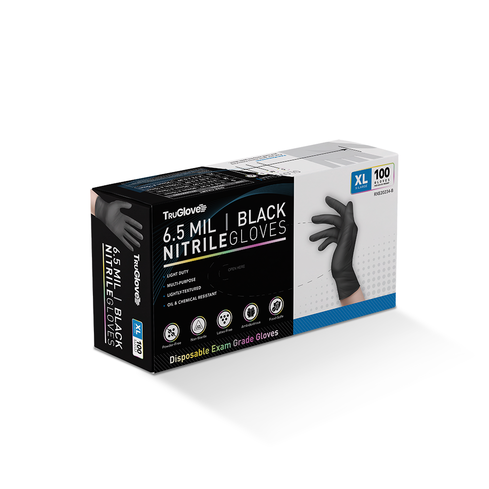 6.5mil Heavy Duty Nitrile Black Gloves