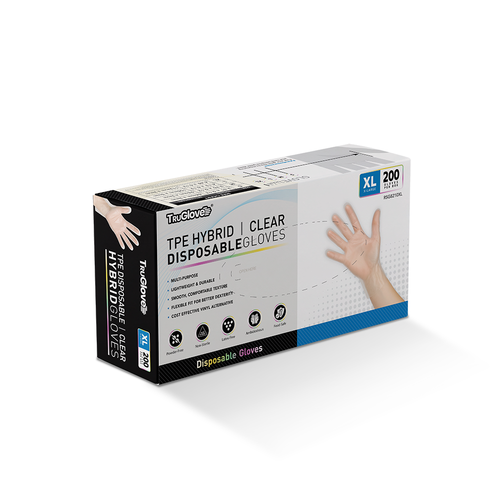 1mil TPE Hybrid Clear Disposable Gloves